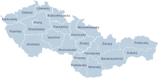Mapa krajů česka a slovenska